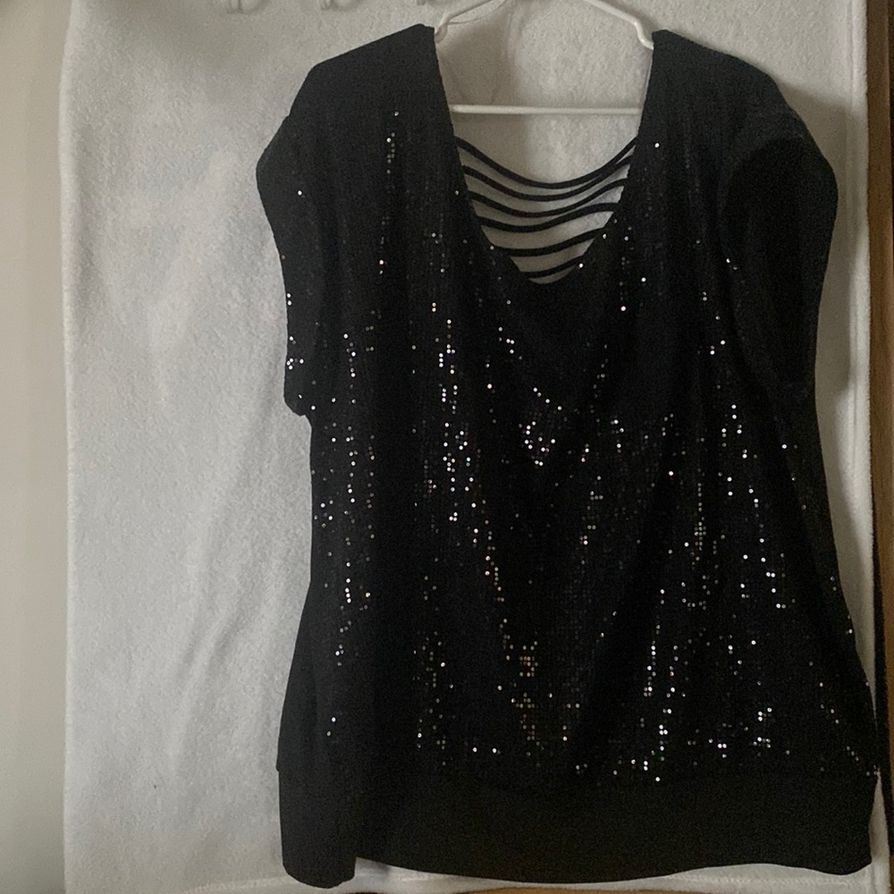 Black size 3x faded glory sequined top